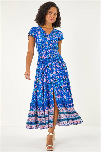 Floral Border Print Midi Dress 14914180
