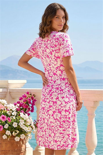 Petite Floral Print Ruched Midi Dress 14652272