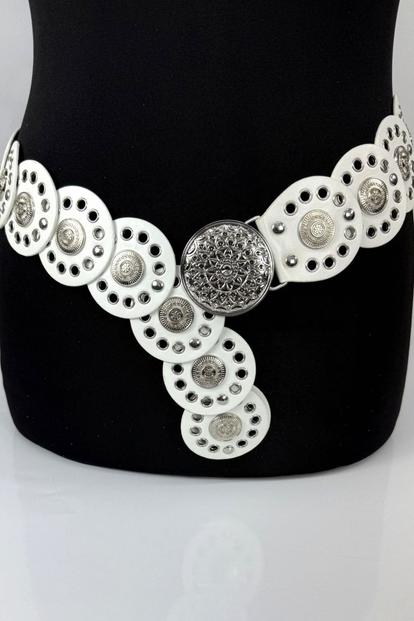White Wide Disc Belt