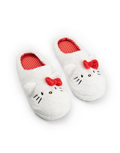 White Hello Kitty Character Face Uk Slippers