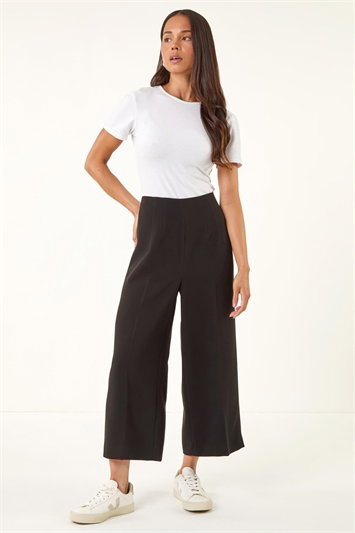 Petite Cropped Wide Leg Stretch Trouser 18097808