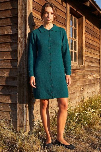 Petite Button Collar Knit Dress 14582728