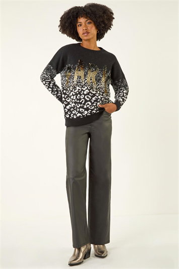 Paris Sequin Animal Knit Jumper 16176408