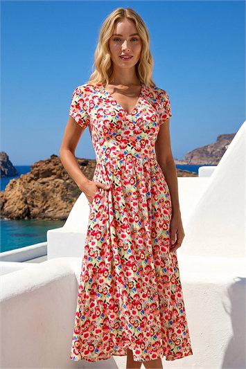 Floral Print Tea Midi Dress 14685678