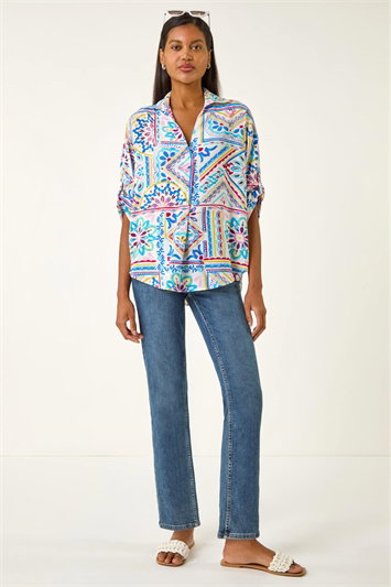 Tile Print Collared Shirt 20224845