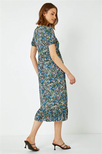 Ditsy Floral Lace Detail Midi Dress 14391109