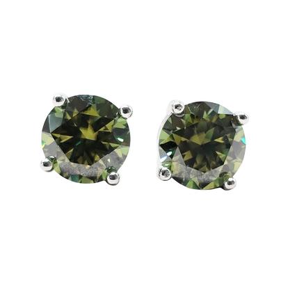 Green Peridot Moissanite Crystal Sterling Silver Earrings