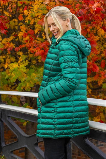 Longline Quilted Hooded Puffer Coat 12010034