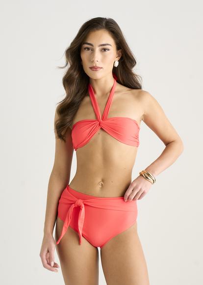 Orange Gini London Orange Twist Front Halter Neck Bikini Top