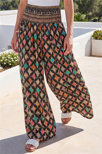 Geo Diamond Print Palazzo Trouser 18108372