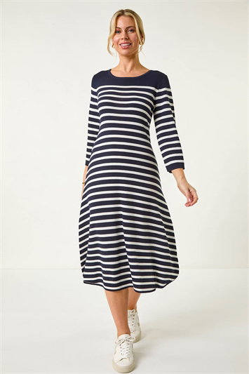 Petite Stripe Knitted Midi Dress 14689660