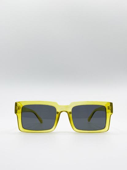 Yellow Square Crystal Frame Sunglasses