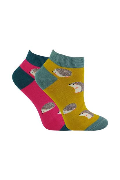 Pink 2 Pairs Breathable Bamboo Trainer Socks