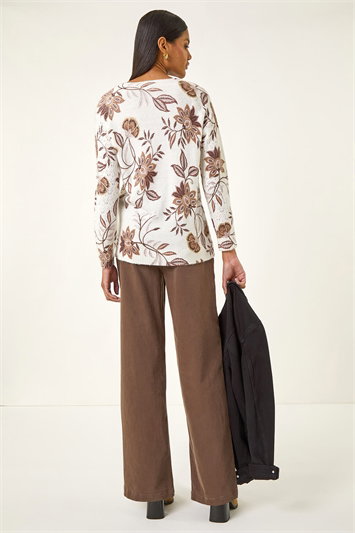 Floral Print V-Neck Knit Jumper 16231538