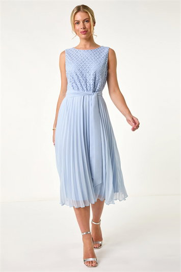 Petite Lace Pleat Midi Dress 14691209