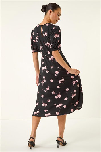 Petite Floral Stretch Midi Dress 14847608