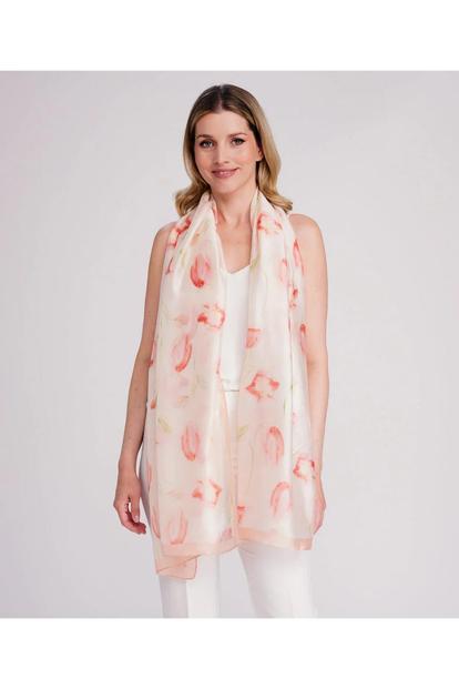 Pink Blossom - Satin Silk Scarf - Light Pink