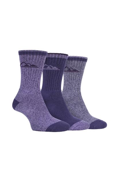 Purple 3 Pack Lightweight Cotton Hiking Socks