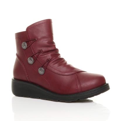 Low Wedge Comfort Button Ankle Boots M000033800