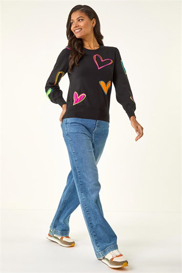Heart Print Knitted Jumper 16062508