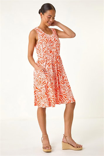 Petite Linen Blend Pocket Dress 14680822
