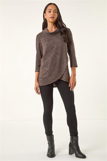 Petite Brushed Knit Wrap Top 19381314