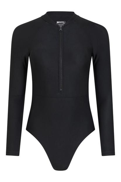 Black Surfer Long Sleeved One Piece Swimsuit