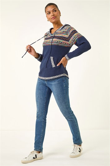 Nordic Print Hooded V-Neck Jumper 16051954