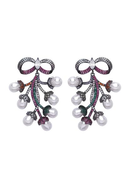 Purple Diva Bow Shaped Grapevine Drop Earrings