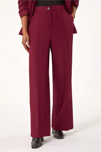 Red Wide Leg Relaxed Fit Trousers