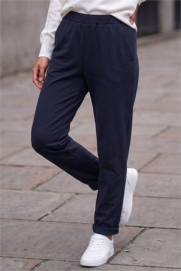 Blue Petite Turn Up Trouser