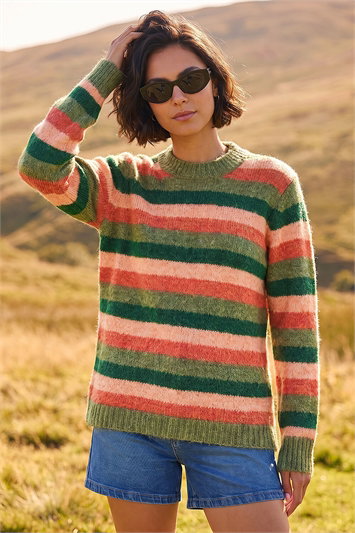 Orange Stripe Soft Knit Jumper