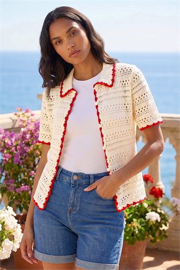 White Collar Button Knit Top