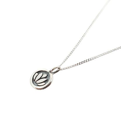 Metallic Sterling Silver Mini Lotus Charm Necklace