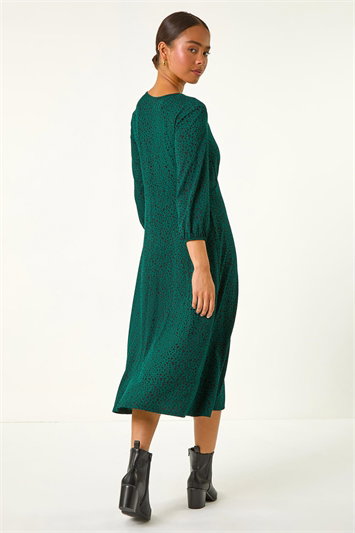 Petite Spot Print Ruched Midi Dress 14659231