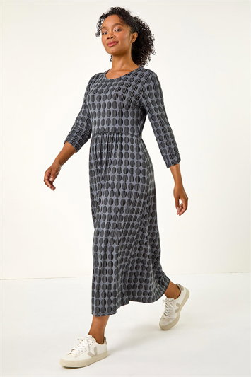 Petite Geometric Spot Midi Dress 14615536