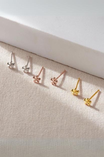 Metallic Sterling Silver Dainty Flower Studs