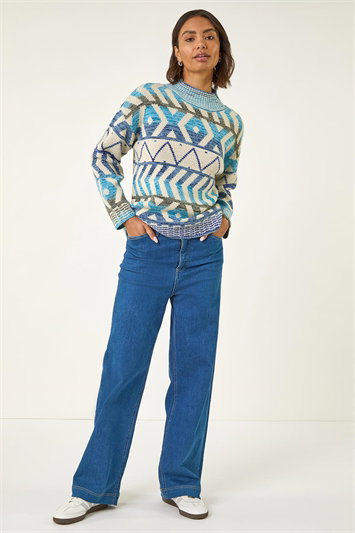 Aztec High Neck Knit Jumper 16221009