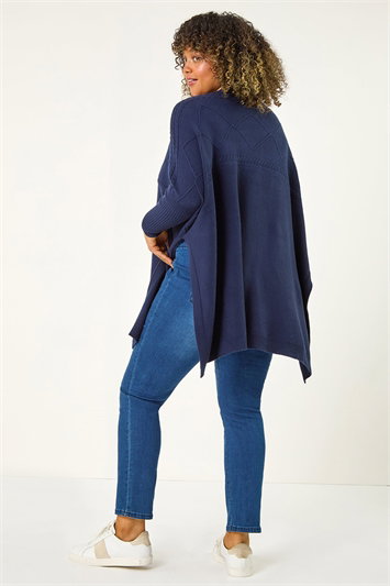 Curve High Neck Cable Knit Poncho 16125354