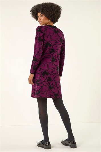 Jacquard Heart Knit Dress 14778376