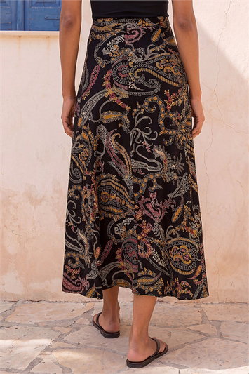 Modern Paisley Print Midi Stretch Skirt 17060908