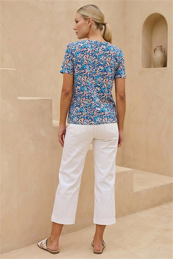 Floral Print Elasticated Hem Top 19380409