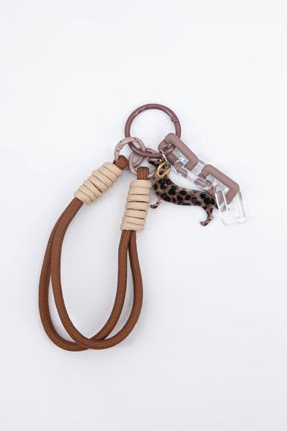 Brown Spotted Sausage Dog Clip On Bag Charm