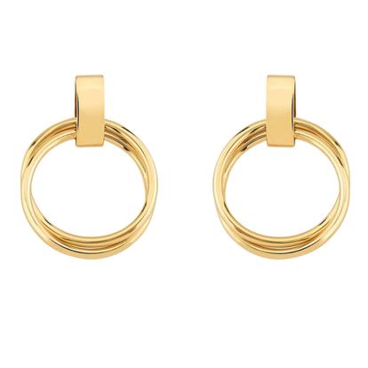 Metallic 18Ct Gold Plated  Dual Hoop Earrings