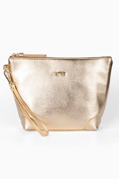 Metallic Metallic Faux Leather Medium Wash Bag