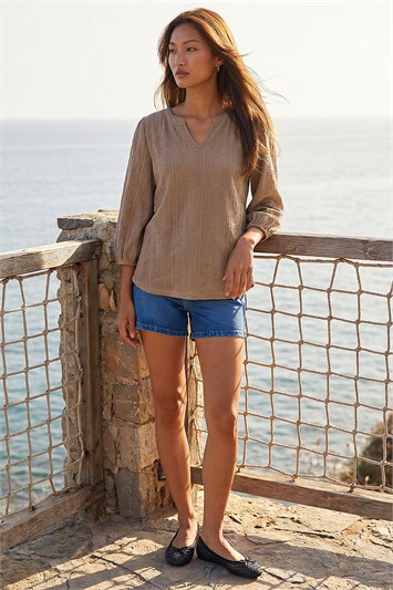 Broderie Detail Tunic Top 19475007