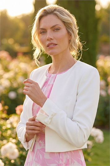 White Smart Bow Detail Jacket