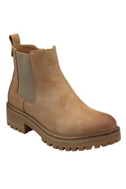Cream Lottie Block Heel Chelsea Boots