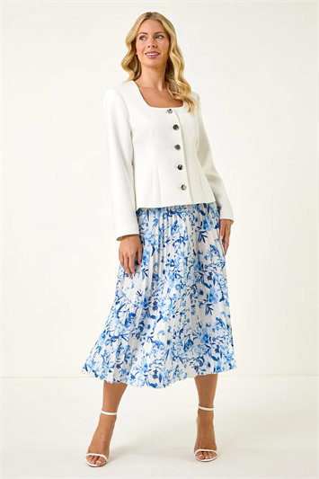 Petite Scoop Neck Buttoned Jacket 15044638