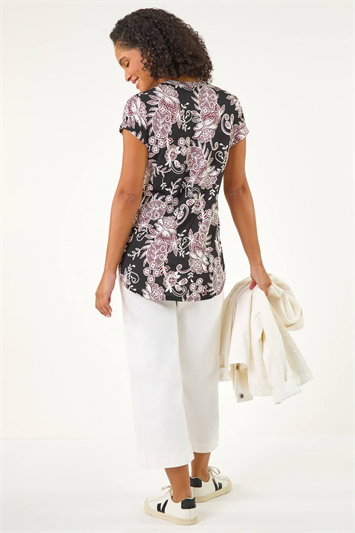 Floral Puff Print Lace Stretch Top 19488008